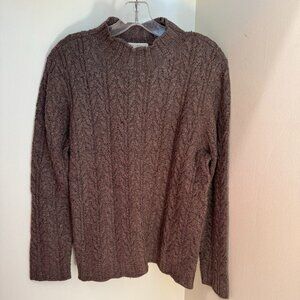 New! Braided cable knit mockneck sweater from Appleseed's, size MP, chocolate